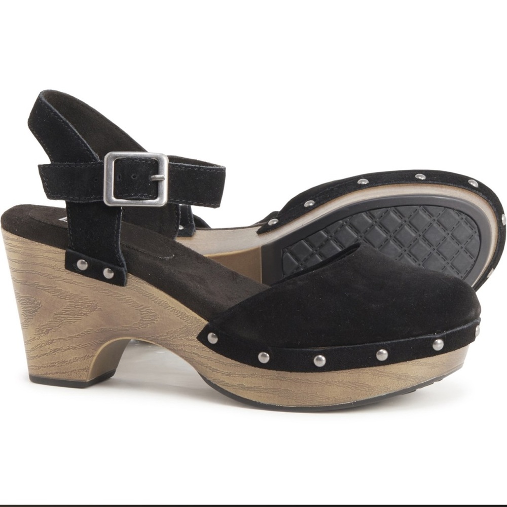 White Mountain Cherub Mary Jane Platform Clogs - Black Suede